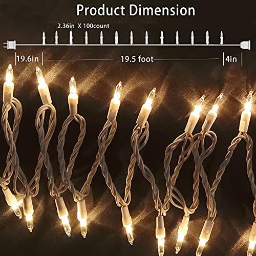 100 Depend Mini Clear Christmas Lights on 21ft White Wire String - Perfect for Indoor and Out of doors Vacation Decor, Weddings, and Valentine's Day Celebrations