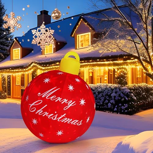 4FT Inflatable Large Merry Christmas Outside Ornament - Lovable LED Christmas Decor for Yard, Garden, Backyard, Porch, and Indoor Vacation Events