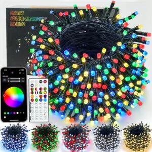 66ft Shade Altering Sensible Christmas Lights with 200 LED RGB, Distant & App Management, Timer, Music Sync, Dimmable A number of Modes – Fairy String Lights for Indoor and Outside Use,…