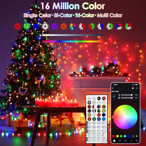 66ft Shade Altering Sensible Christmas Lights with 200 LED RGB, Distant & App Management, Timer, Music Sync, Dimmable A number of Modes - Fairy String Lights for Indoor and Outside Use,...