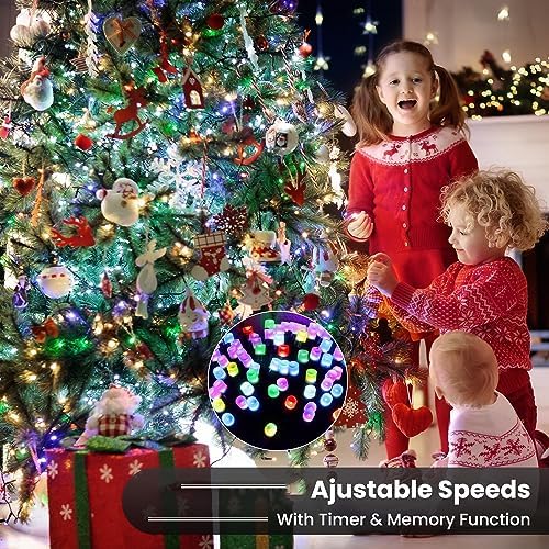 82ft 200 LED Shade Altering Christmas String Lights with Distant – RGB Outside Plug-in Lights in Purple and Inexperienced for House, Yard, and Indoor Ornament