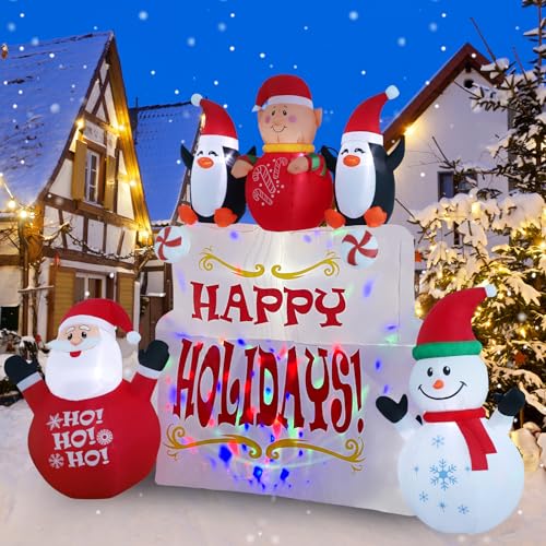 9ft Inflatable Christmas Snowman Yard Ornament with LED and Kaleidoscope Lights for Indoor and Out of doors Use – Excellent for Patios and Gardens