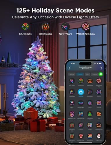 Govee 66ft Good RGBIC Christmas String Lights – App-Managed, 125+ Scene Modes, IP65 Waterproof, Music Sync, Alexa Appropriate – Good for Vacation Decor