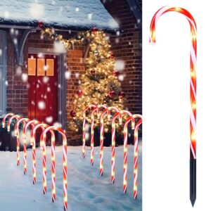 Joiedomi 17-Inch Christmas Sweet Cane Pathway Mild Set – 12 White Illuminated Markers for Indoor and Out of doors Vacation Decor