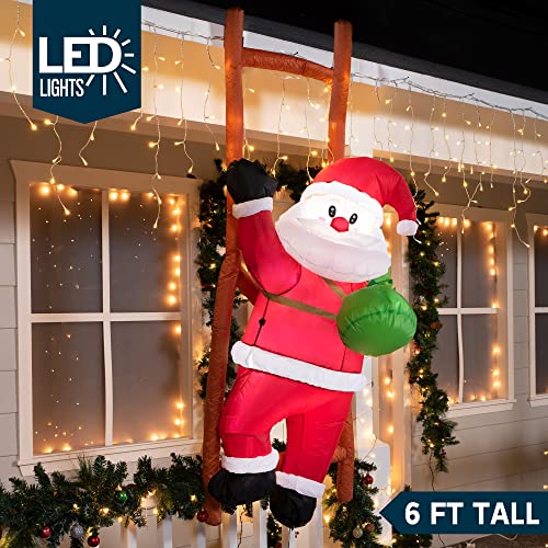 Joiedomi 6FT Inflatable Climbing Santa for Christmas - Hanging Inflatable Yard Decor with Constructed-in LEDs, Good for Indoor and Out of doors Vacation Celebrations