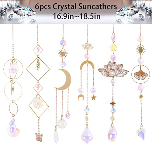 Set of 6 Colourful Crystal Suncatchers - Window Hanging Prism Balls for Creating Rainbows, Very best for Gardens, Christmas Timber, Weddings, Events, Patios, Backyards, Automobiles, and...